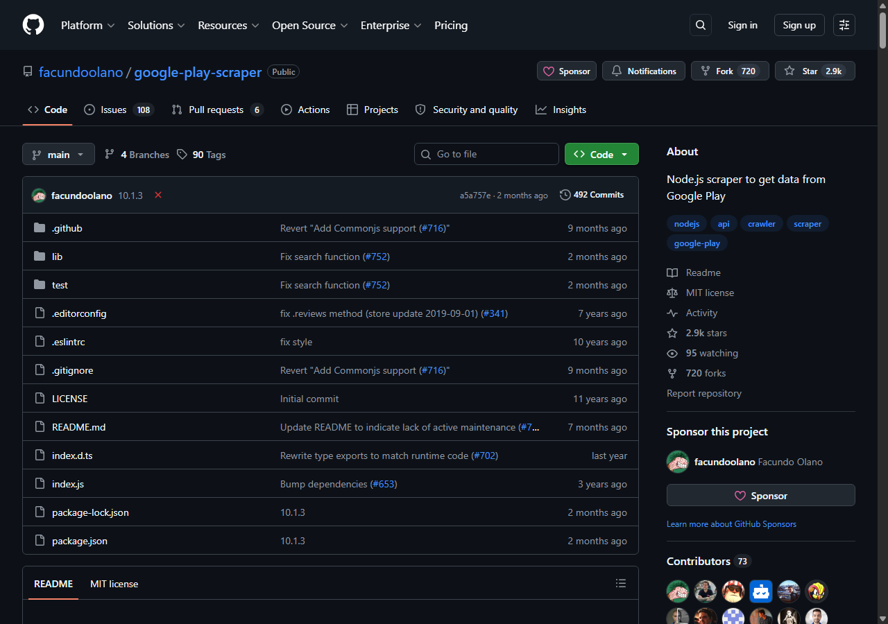 The open-source google-play-scraper library